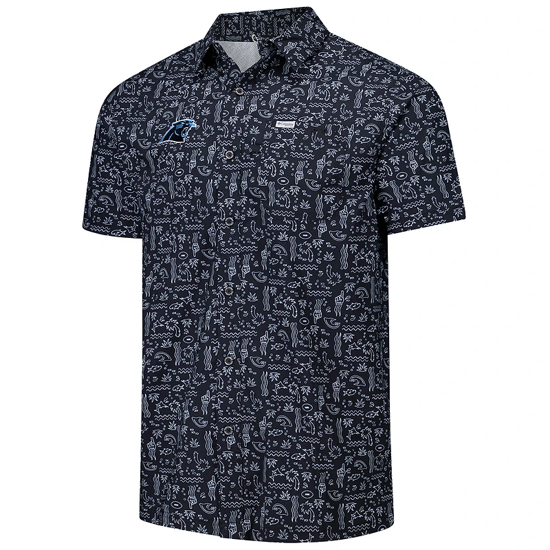 Chemise boutonnée Columbia PFG Black Carolina Panthers Super Slack Tide Omni-Wick pour homme