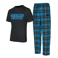 Men's Concepts Sport  Black/Blue Carolina Panthers Vector Top & Flannel Pants Sleep Set