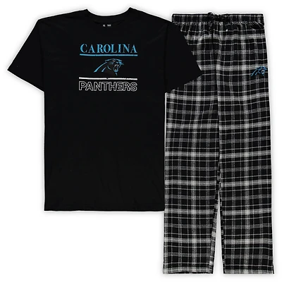 Ensemble de nuit pour homme Concepts Sport Black Carolina Panthers, haut et pantalon Lodge, grande taille