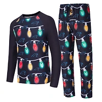 Ensemble haut à manches longues et pantalon en tricot Garland Raglan noir Carolina Panthers Concepts Sport pour homme