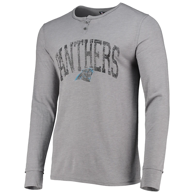 Haut de nuit à manches longues Henley Takeaway gris Carolina Panthers pour homme
