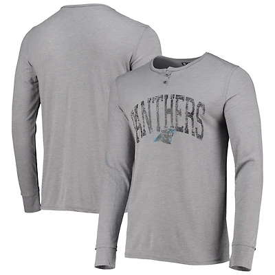 Haut de nuit à manches longues Henley Takeaway gris Carolina Panthers pour homme