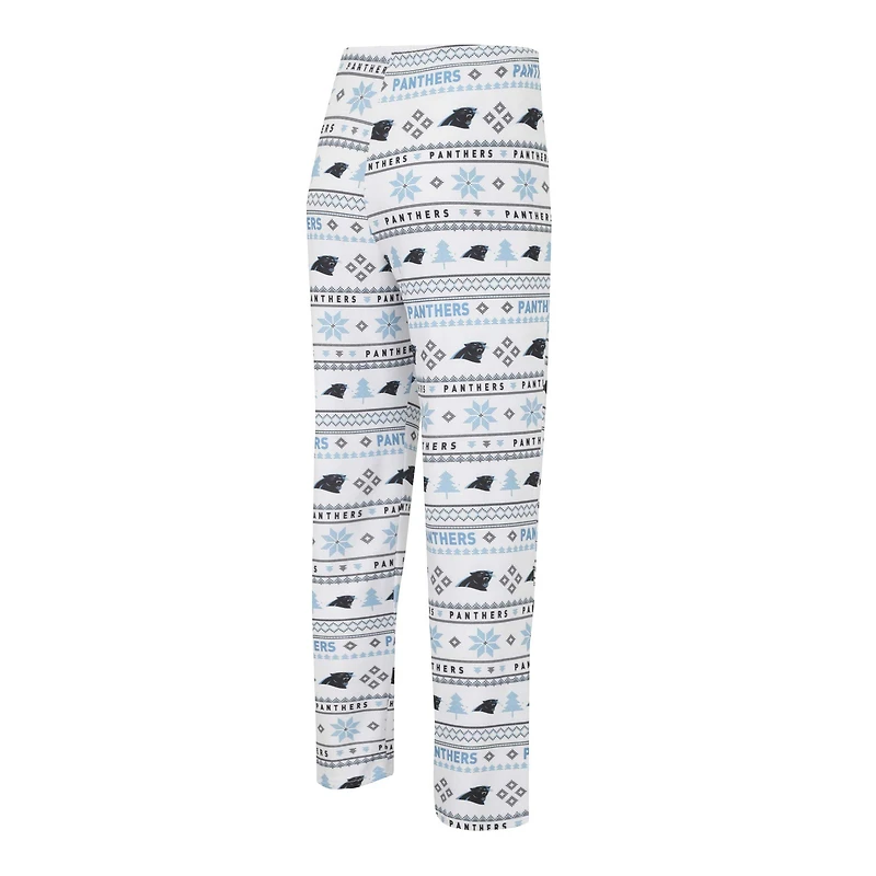 Ensemble de nuit Concepts Sport blanc/noir Carolina Panthers Tinsel raglan t-shirt à manches longues et pantalon pour hommes