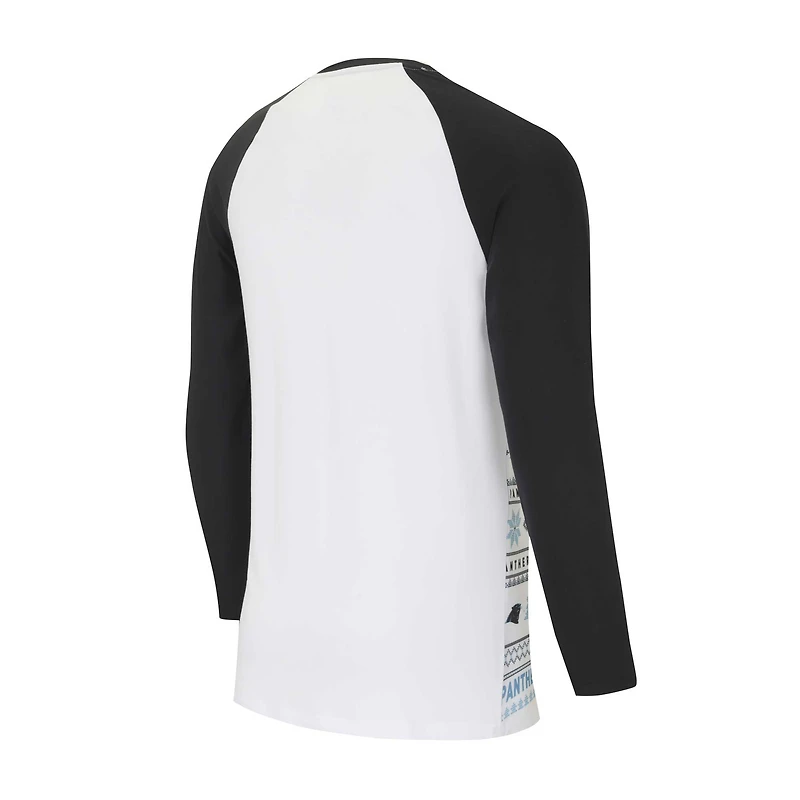 Men's Concepts Sport White/Black Carolina Panthers Tinsel Raglan Long Sleeve Top & Pants Sleep Set