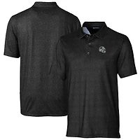 Polo extensible à imprimé micro-fleurs pour homme Cutter & Buck, motif casque des Carolina Panthers, noir