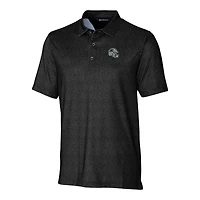 Polo extensible à imprimé micro-fleurs pour homme Cutter & Buck, motif casque des Carolina Panthers, noir