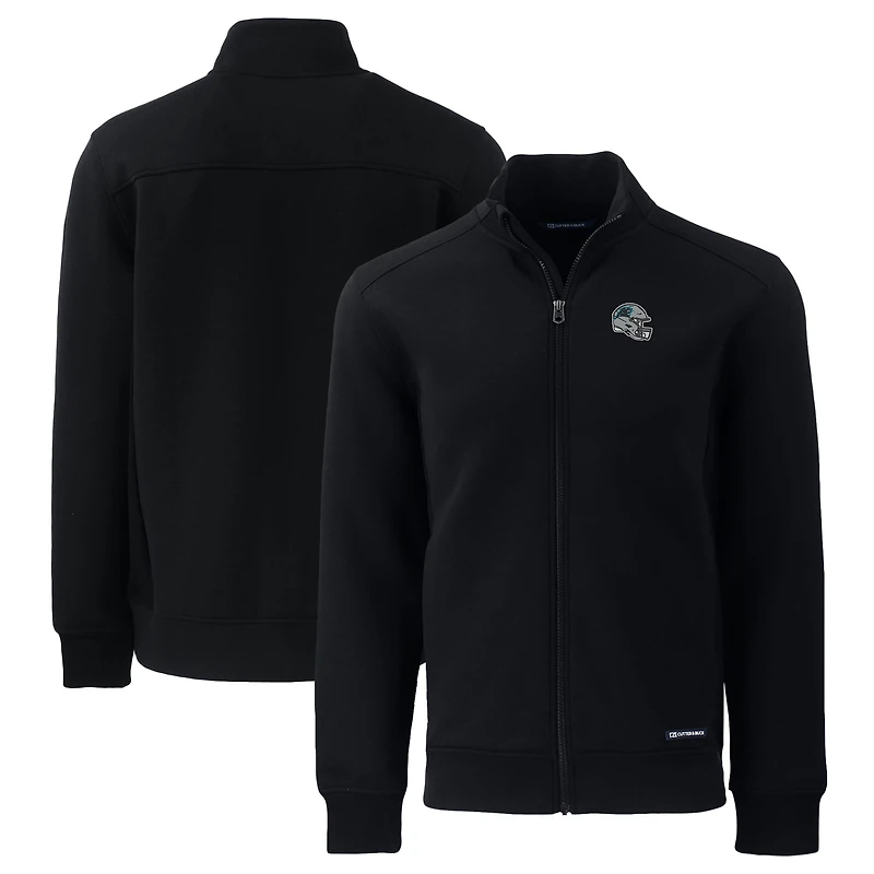 Veste zippée intégrale recyclée Roam Eco pour homme, noire, avec casque des Carolina Panthers, Cutter & Buck