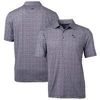 Polo extensible noir à imprimé Pike Magnolia des Carolina Panthers pour homme Cutter & Buck