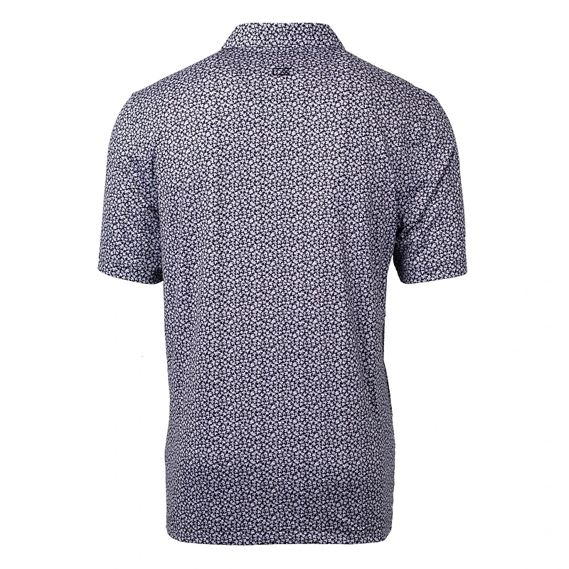Polo extensible noir à imprimé Pike Magnolia des Carolina Panthers pour homme Cutter & Buck