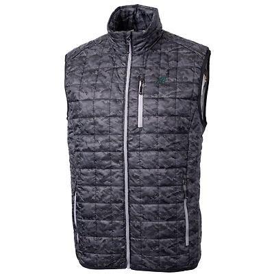 Gilet matelassé entièrement zippé imprimé Rainier des Carolina Panthers pour homme, noir, Cutter & Buck