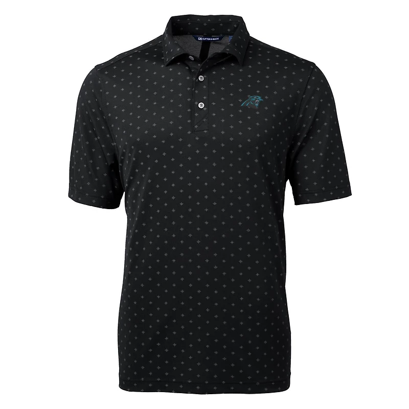 Polo en piqué écologique à imprimé carreaux Virtue des Carolina Panthers pour homme, Cutter & Buck, noir