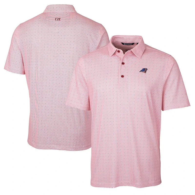 Men's Cutter & Buck Cardinal Carolina Panthers Big Tall Pike Double Dot Print Stretch Polo