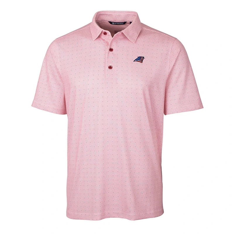 Men's Cutter & Buck Cardinal Carolina Panthers Big Tall Pike Double Dot Print Stretch Polo