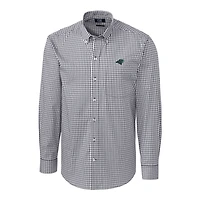 Chemise boutonnée extensible à manches longues et carreaux vichy pour homme, couleur anthracite, style grande taille, des Carolina Panthers, Cutter & Buck