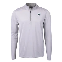 Pull-over zippé recyclé à micro-rayures et piqué écologique pour homme, gris/blanc, des Carolina Panthers, Cutter & Buck