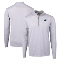 Pull-over zippé recyclé à micro-rayures et piqué écologique pour homme, gris/blanc, des Carolina Panthers, Cutter & Buck