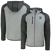Veste à capuche raglan entièrement zippée pour homme, gris chiné, Cutter & Buck, Carolina Panthers Mainsail