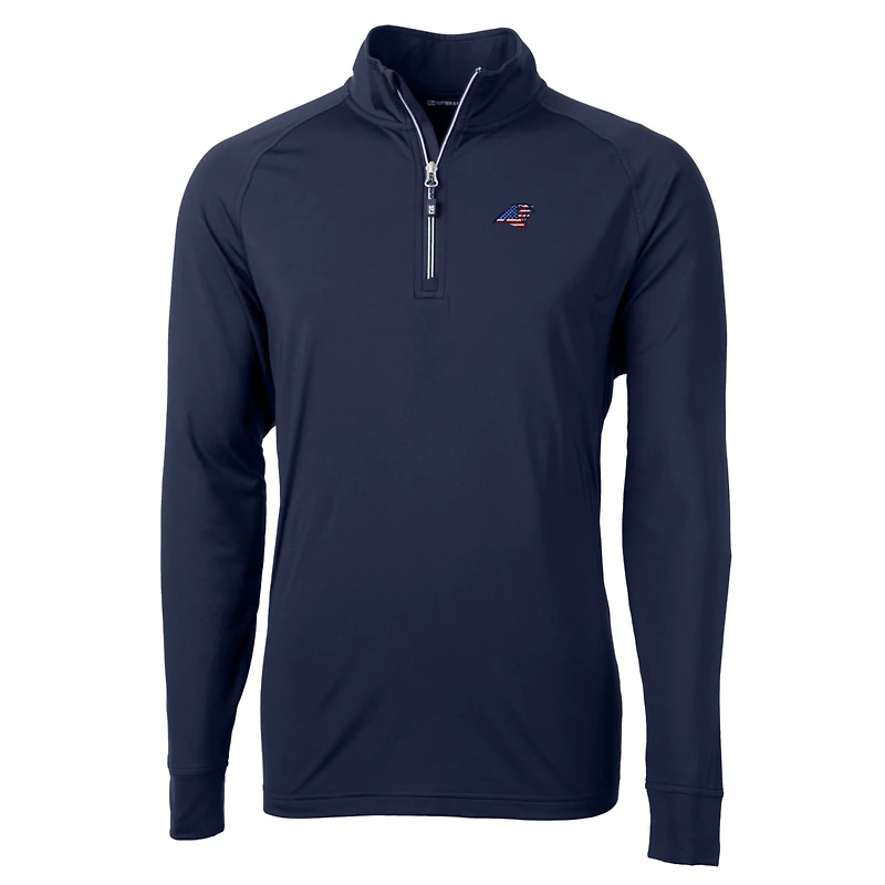 Pull-over zippé quart de tour en tricot extensible recyclé Adapt Eco Knit pour homme, bleu marine, des Carolina Panthers, taille grande et