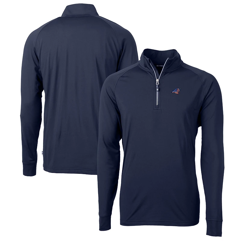Pull-over zippé quart de tour en tricot extensible recyclé Adapt Eco Knit pour homme, bleu marine, des Carolina Panthers, taille grande et
