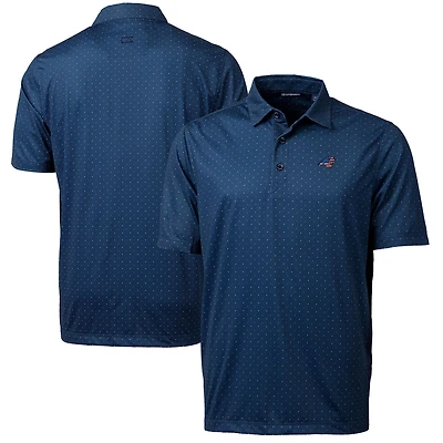 Men's Cutter & Buck Navy Carolina Panthers Big Tall Pike Double Dot Print Stretch Polo