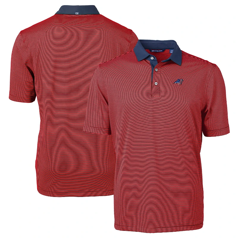 Men's Cutter & Buck Red/Navy Carolina Panthers Big Tall Virtue Eco Pique Micro Stripe Recycled Polo
