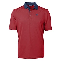 Polo recyclé à micro-rayures Virtue Eco Pique pour homme, couleur rouge/bleu marine, des Carolina Panthers, de coupe et taille grande
