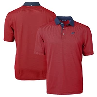 Men's Cutter & Buck Red/Navy Carolina Panthers Big Tall Virtue Eco Pique Micro Stripe Recycled Polo