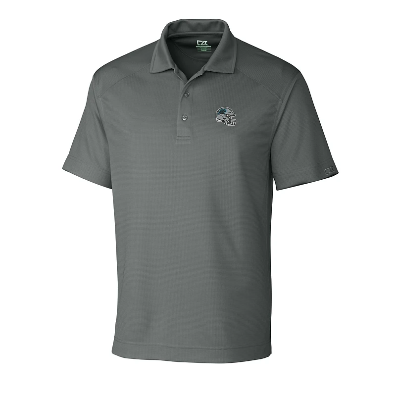 Polo texturé solide DryTec Genre pour homme Cutter & Buck Steel Carolina Panthers Helmet