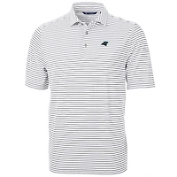 Men's Cutter & Buck White Carolina Panthers Big Tall Virtue Eco Pique Stripe Recycled Polo