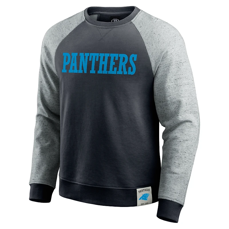 Sweat-shirt à col rond colorblock noir/gris chiné pour homme de la collection Darius Rucker Fanatics Carolina Panthers