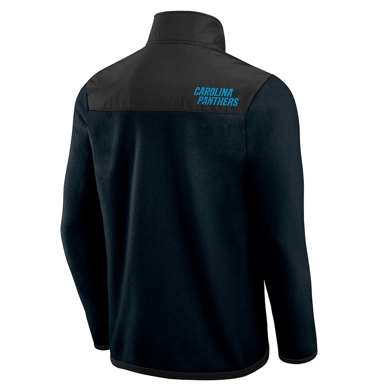 Men's Darius Rucker Collection by Fanatics Black Carolina Panthers Color Block Polar Fleece Full-Zip Jacket