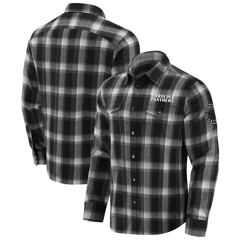 Men's Darius Rucker Collection by Fanatics Black Carolina Panthers Flannel Plaid Full-Snap Shirt