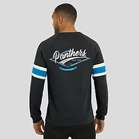 T-shirt Henley à manches longues raglan en tricot gaufré noir pour homme de la collection Darius Rucker par Fanatics des Carolina Panthers
