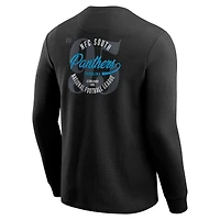 T-shirt à manches longues en tricot gaufré délavé noir Carolina Panthers de la collection Darius Rucker par Fanatics pour hommes