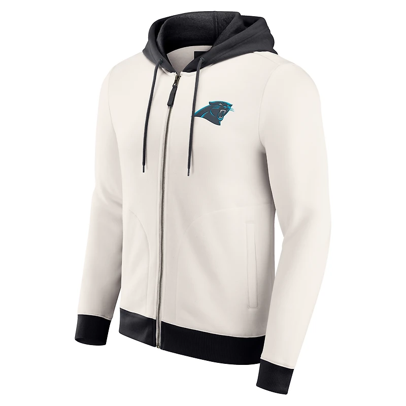 Sweat à capuche entièrement zippé crème Darius Rucker pour homme, collection Fanatics, motif rétro des Panthers de la Caroline