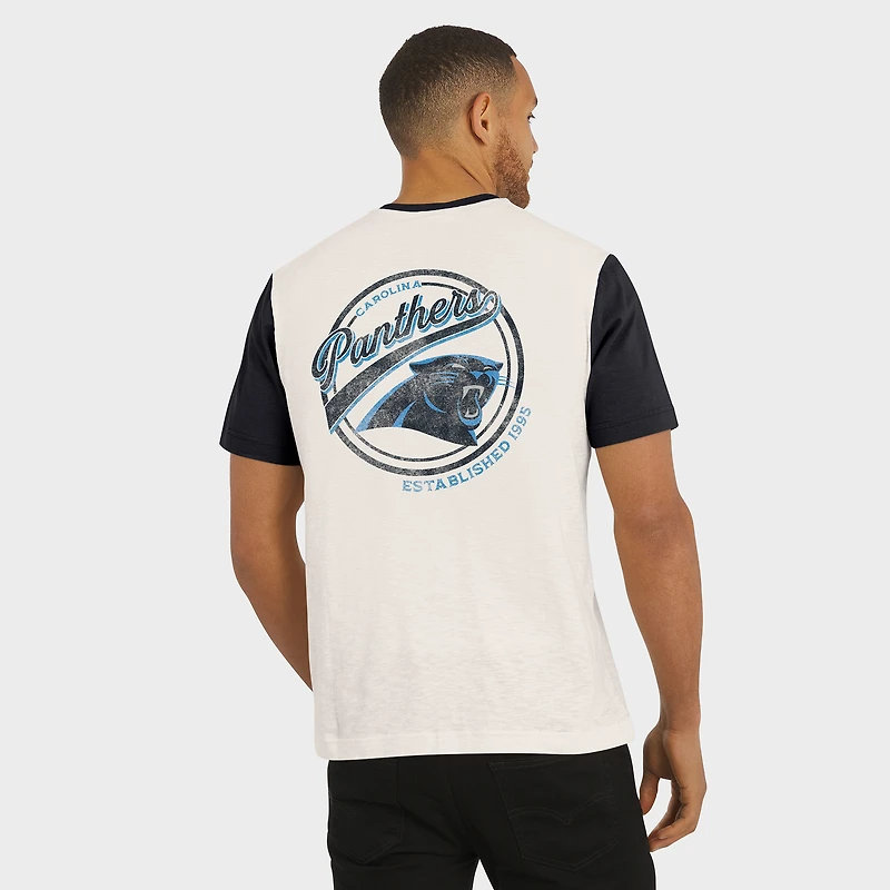 T-shirt Henley Colorblock flammé à poche crème Carolina Panthers pour homme de la collection Darius Rucker par Fanatics