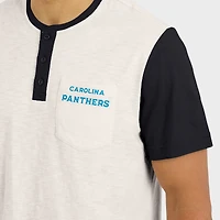 T-shirt Henley Colorblock flammé à poche crème Carolina Panthers pour homme de la collection Darius Rucker par Fanatics