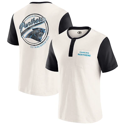 T-shirt Henley Colorblock flammé à poche crème Carolina Panthers pour homme de la collection Darius Rucker par Fanatics