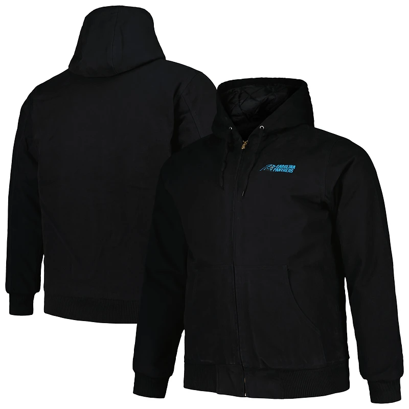 Dunbrooke Black Carolina Panthers Big & Tall Dakota Veste à capuche en toile entièrement zippée pour homme
