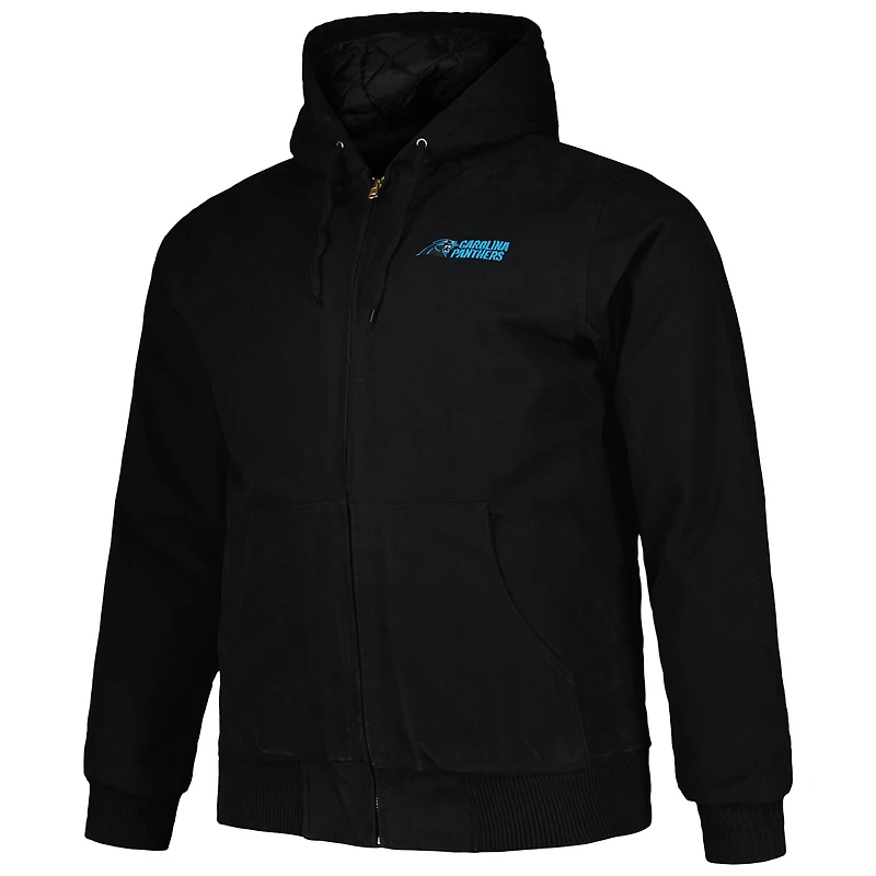 Dunbrooke Black Carolina Panthers Big & Tall Dakota Veste à capuche en toile entièrement zippée pour homme