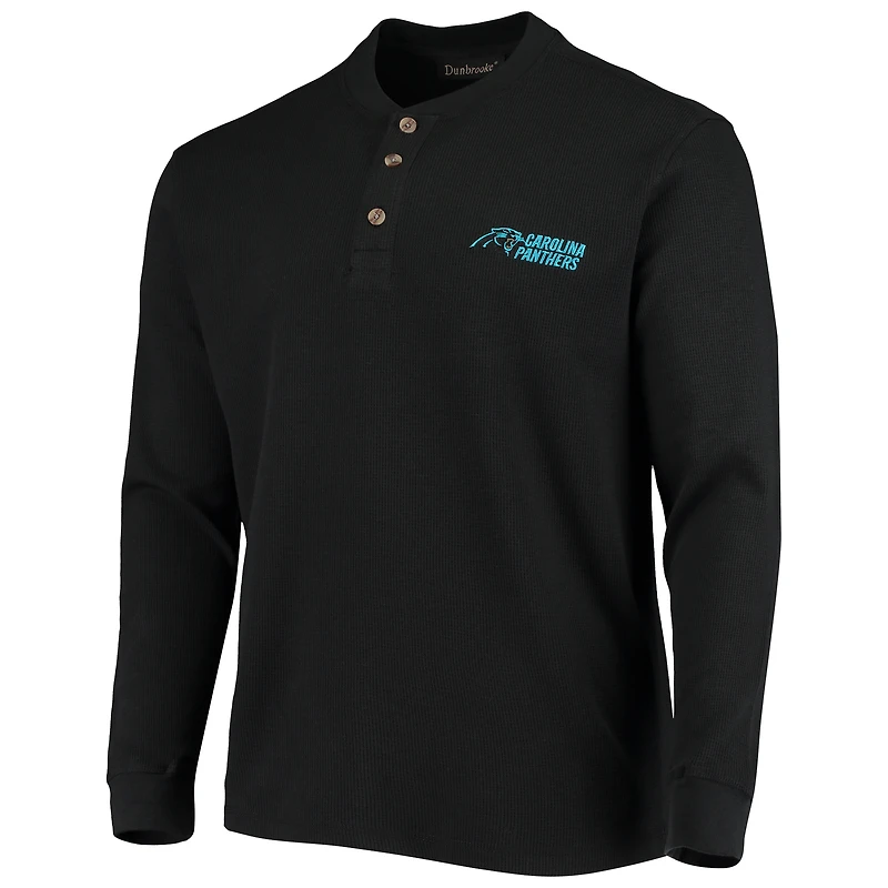 T-shirt à manches longues avec logo Maverick Thermique Henley pour homme, Dunbrooke, noir Carolina Panthers