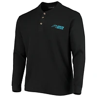 T-shirt à manches longues avec logo Maverick Thermique Henley pour homme, Dunbrooke, noir Carolina Panthers