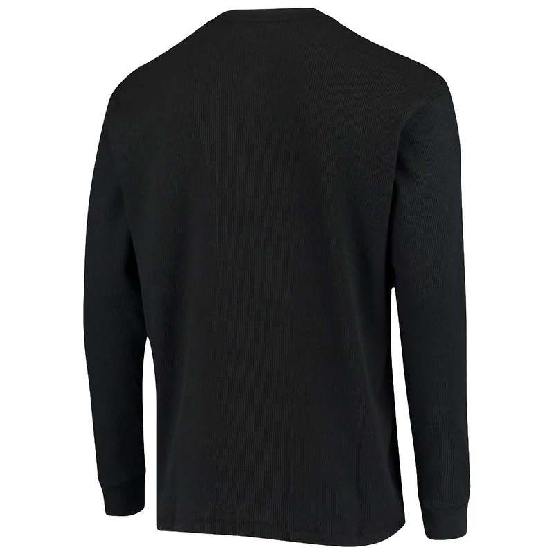Men's Dunbrooke Black Carolina Panthers Logo Maverick Thermal Henley Long Sleeve T-Shirt