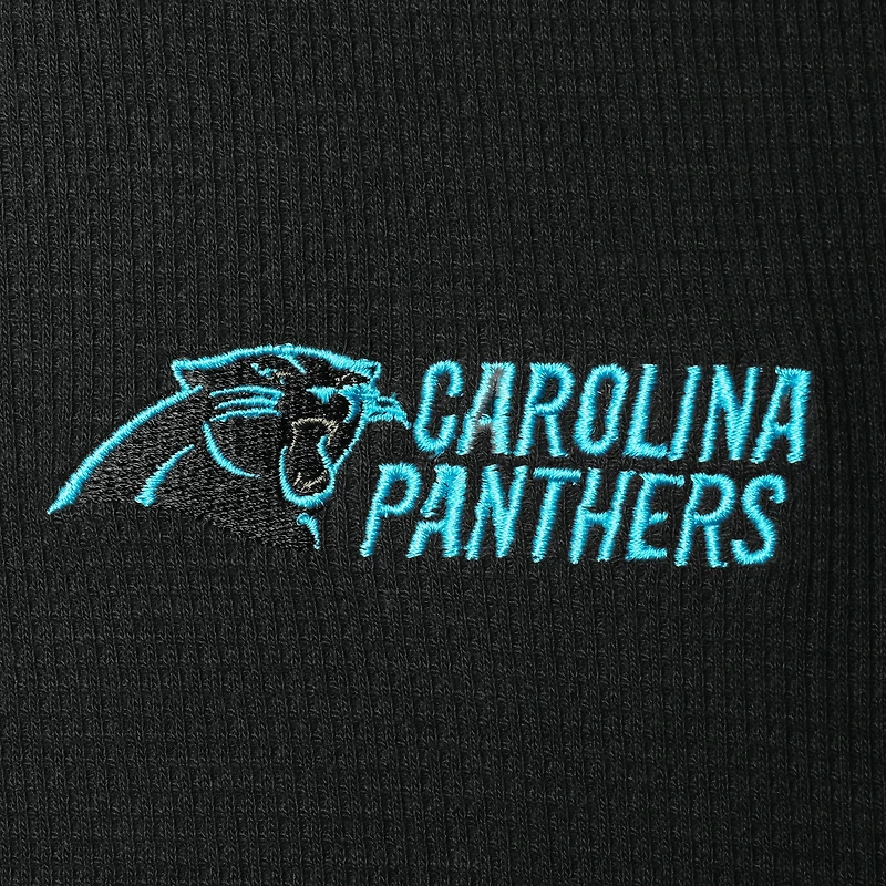 T-shirt à manches longues avec logo Maverick Thermique Henley pour homme, Dunbrooke, noir Carolina Panthers
