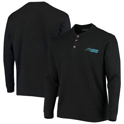 T-shirt à manches longues avec logo Maverick Thermique Henley pour homme, Dunbrooke, noir Carolina Panthers