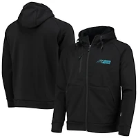 Chandail à capuchon raglan trois mélanges entièrement zippé Carolina Panthers Shag pour hommes Dunbrooke, noir