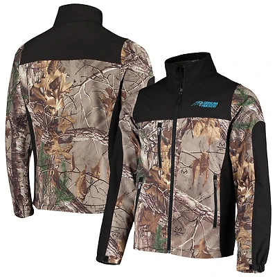 Veste Softshell à fermeture éclair intégrale Dunbrooke Realtree Camo/Noir Carolina Panthers Circle Hunter pour hommes