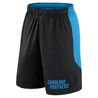 Short de lancement Fanatics noir/bleu pour homme des Carolina Panthers