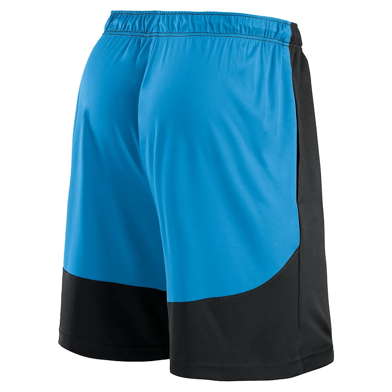 Short de lancement Fanatics noir/bleu pour homme des Carolina Panthers