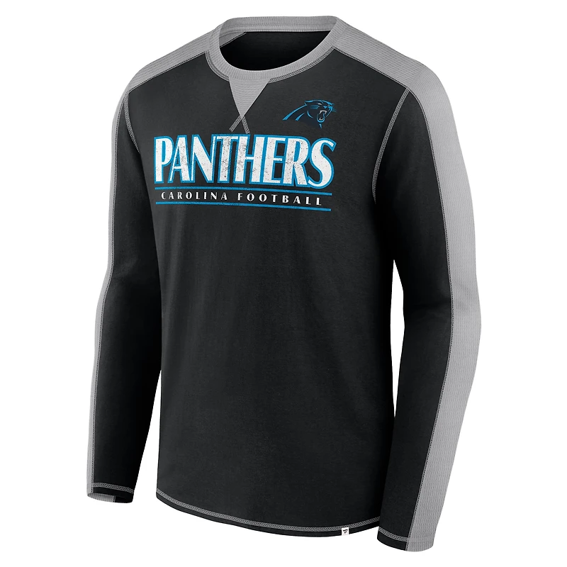 Men's Fanatics Black/Gray Carolina Panthers Behind the Line Long Sleeve T-Shirt